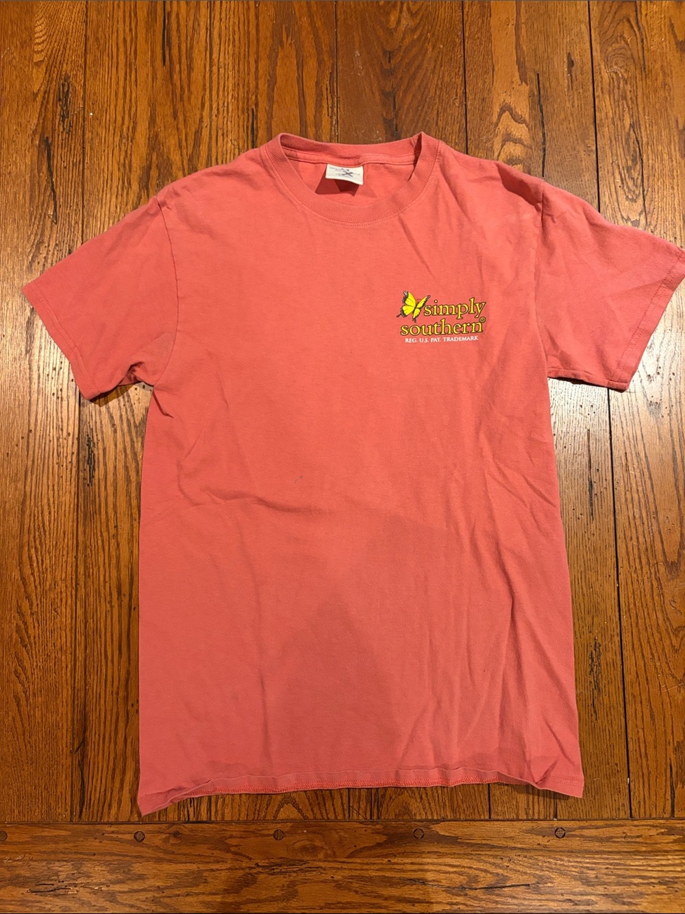 Simply Southern Coral Short Sleeve Crew Tee with Logo